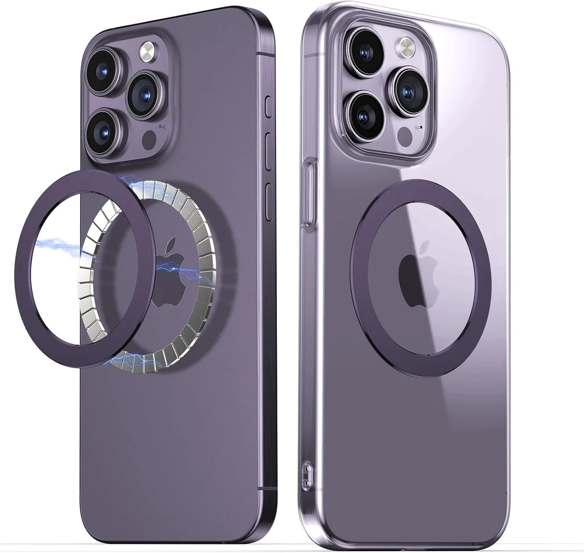 Clear phone cases with magnetic ring attachments