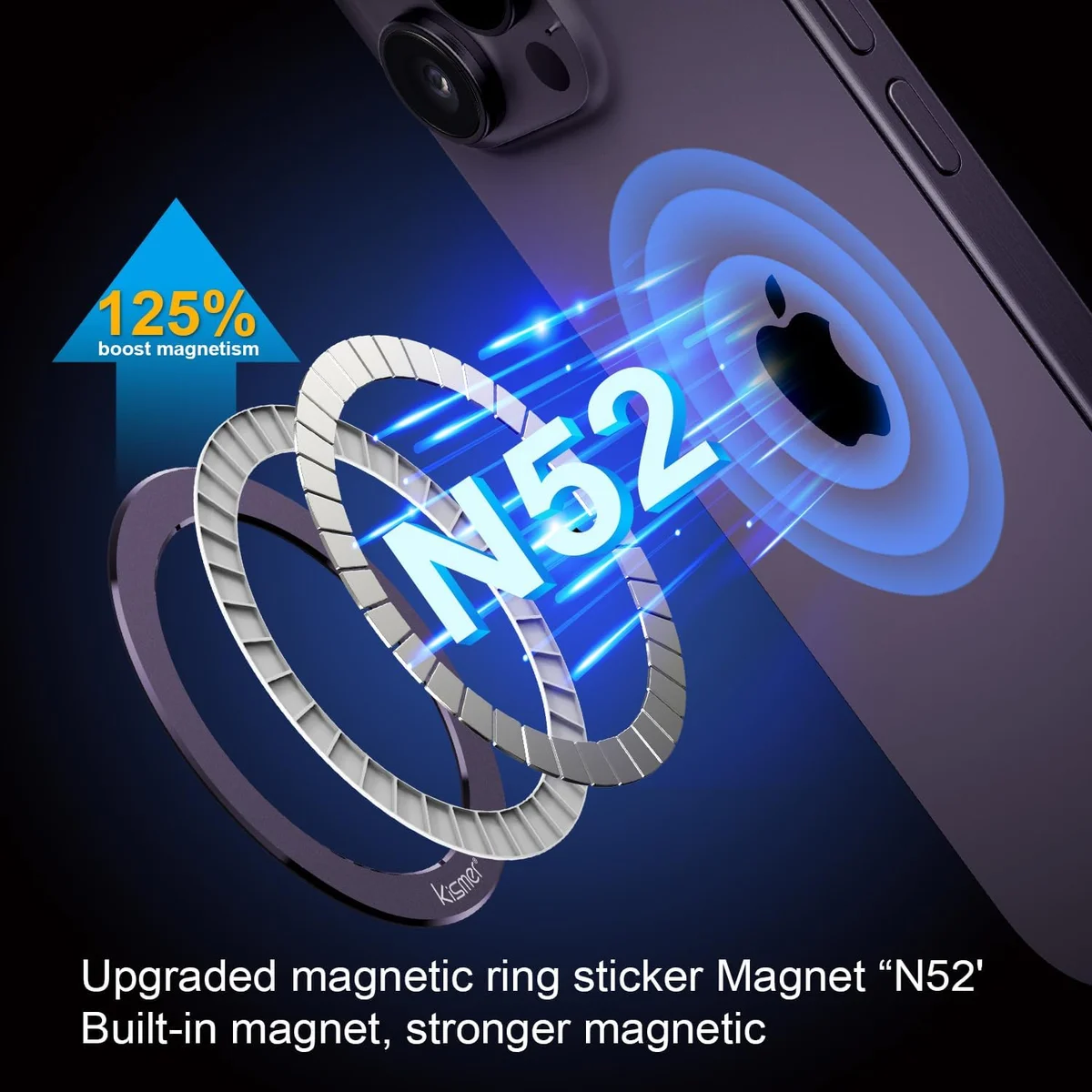 Exploded view showing magnetic ring assembly for a phone case