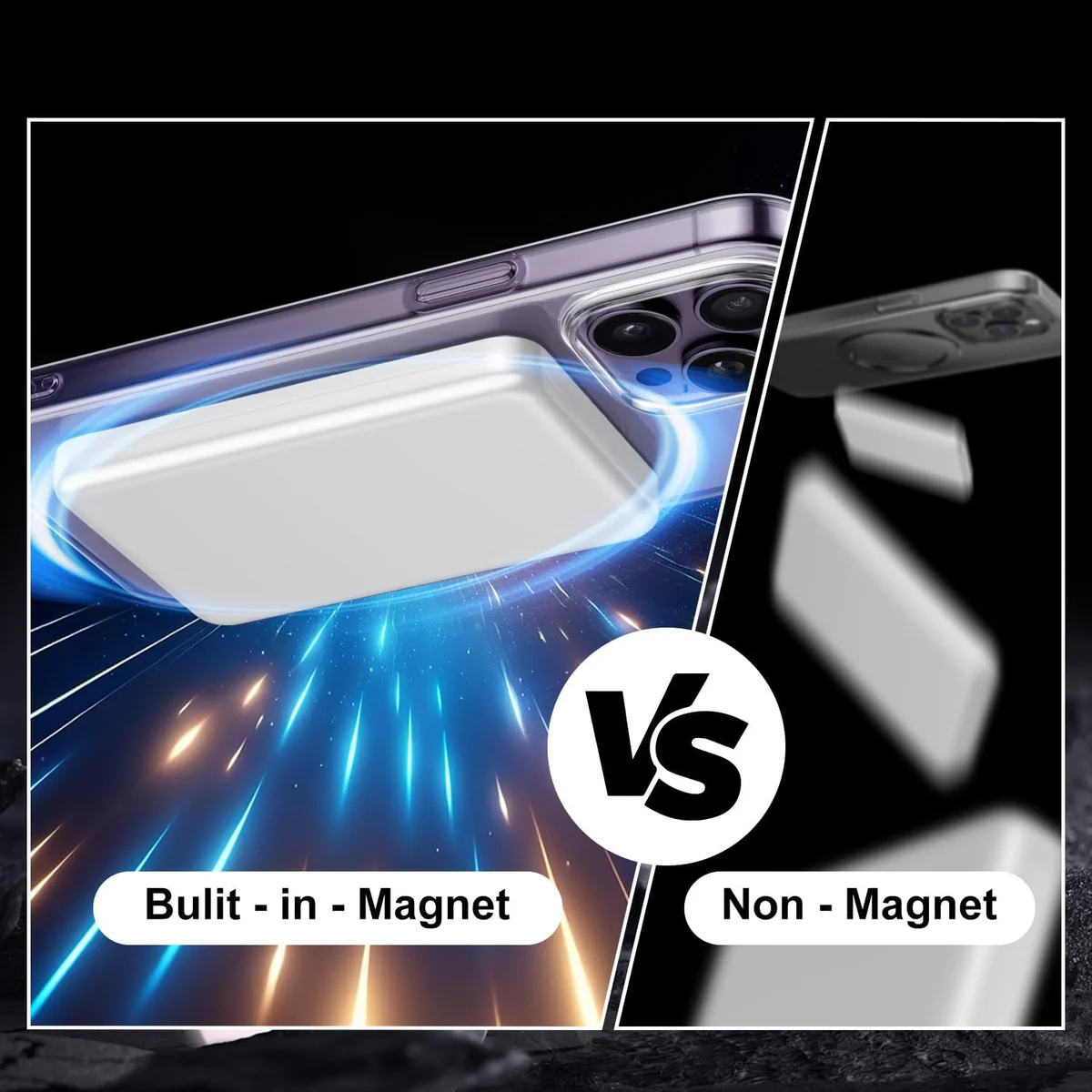 Comparison of magnetic and non-magnetic clear phone cases